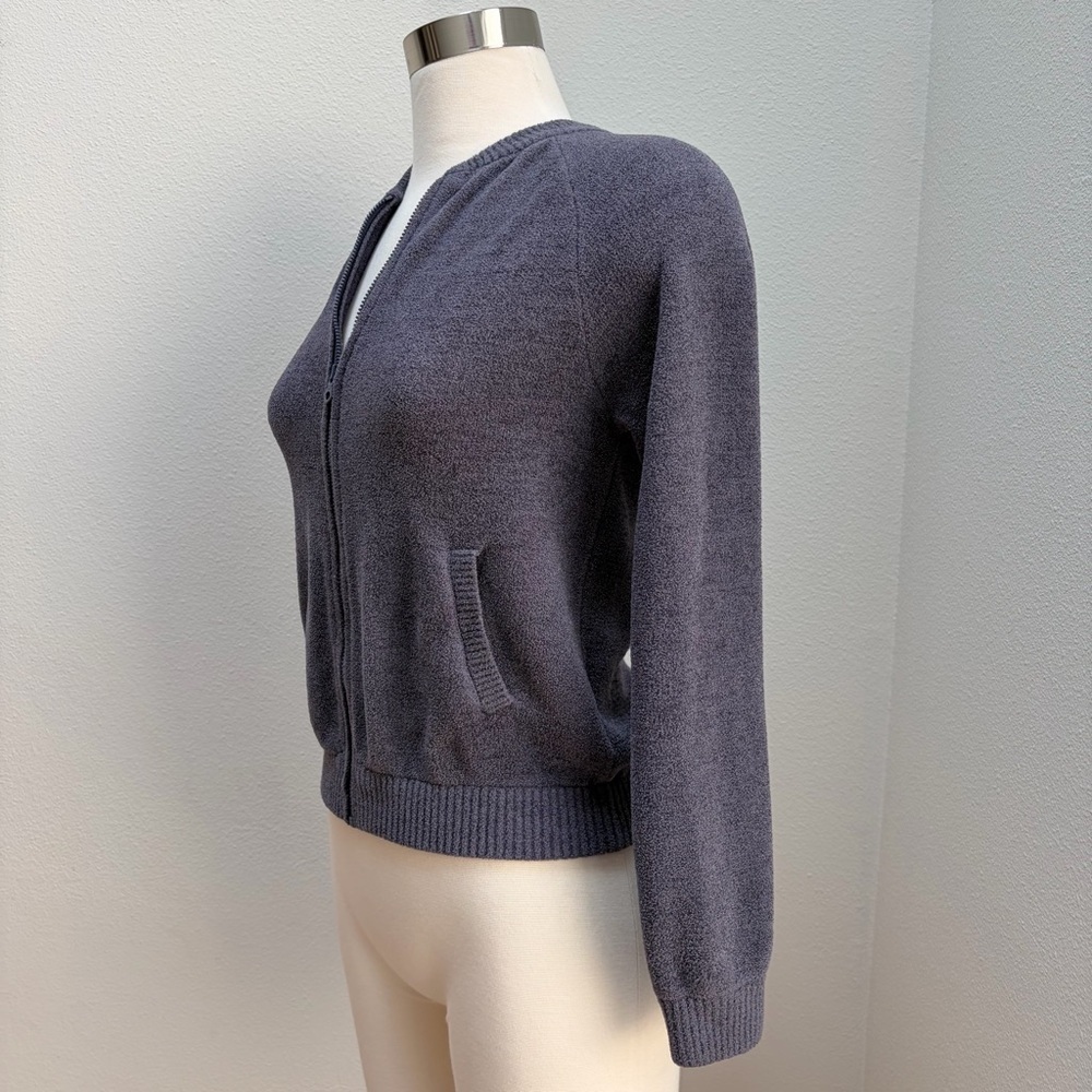 Barefoot Dreams CozyChic Jacket Ultra Lite Bomber Full Zip Blue Gray Size 12 14 - Picture 6 of 14